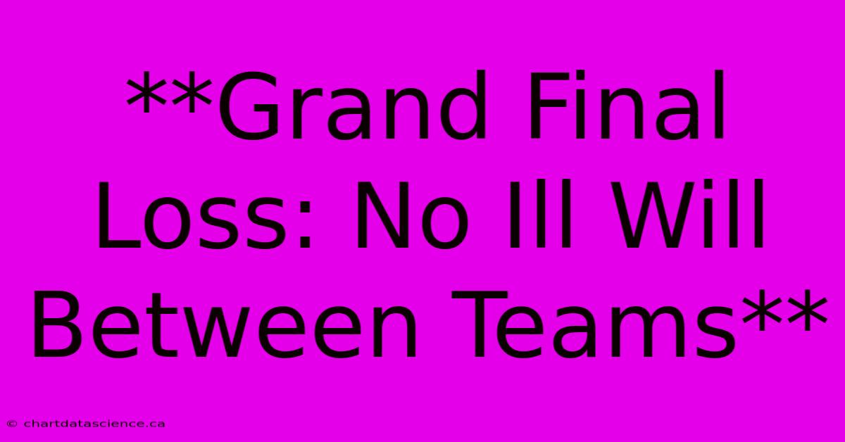 **Grand Final Loss: No Ill Will Between Teams** 