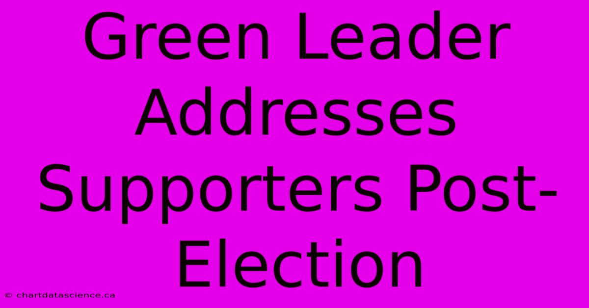 Green Leader Addresses Supporters Post-Election