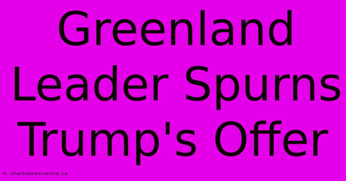 Greenland Leader Spurns Trump's Offer