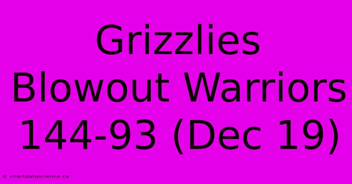 Grizzlies Blowout Warriors 144-93 (Dec 19)