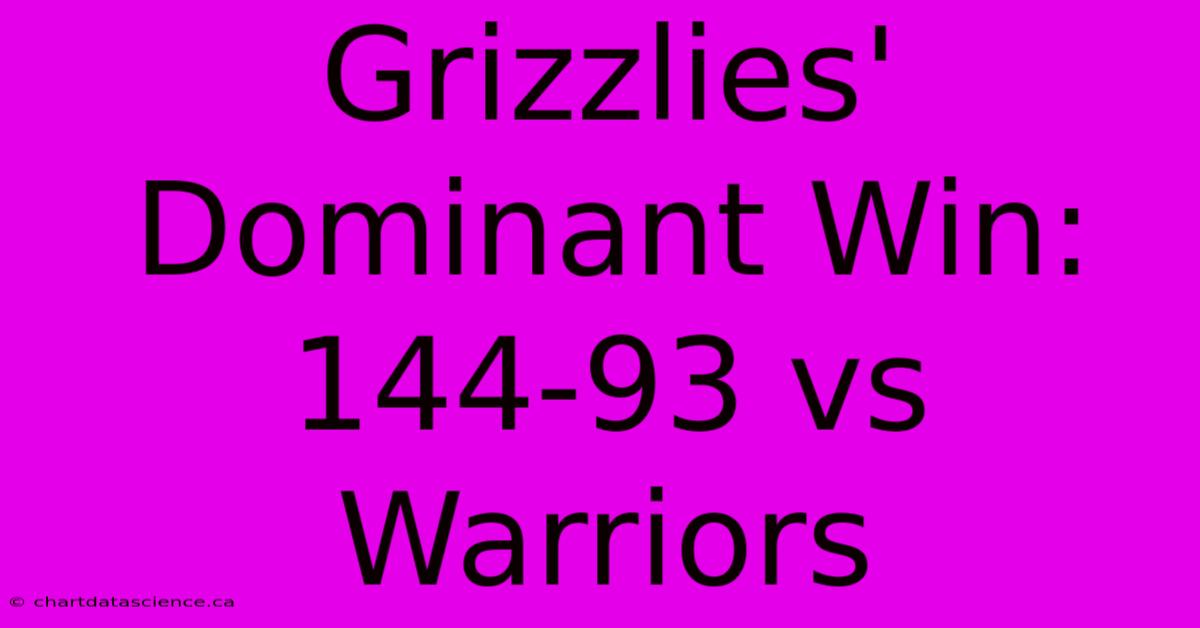 Grizzlies' Dominant Win: 144-93 Vs Warriors