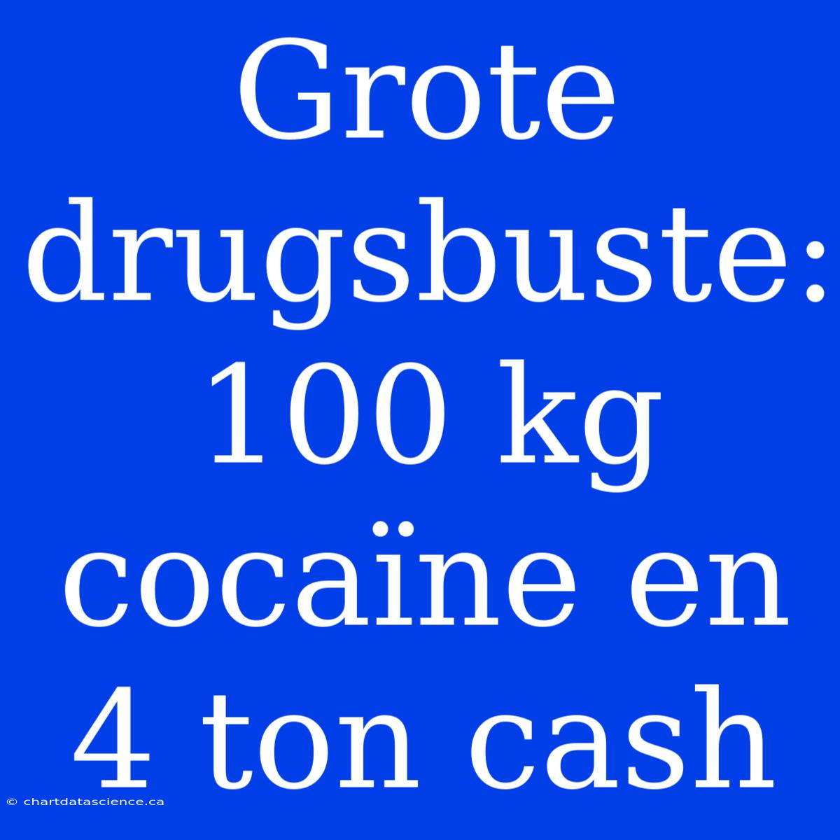 Grote Drugsbuste: 100 Kg Cocaïne En 4 Ton Cash