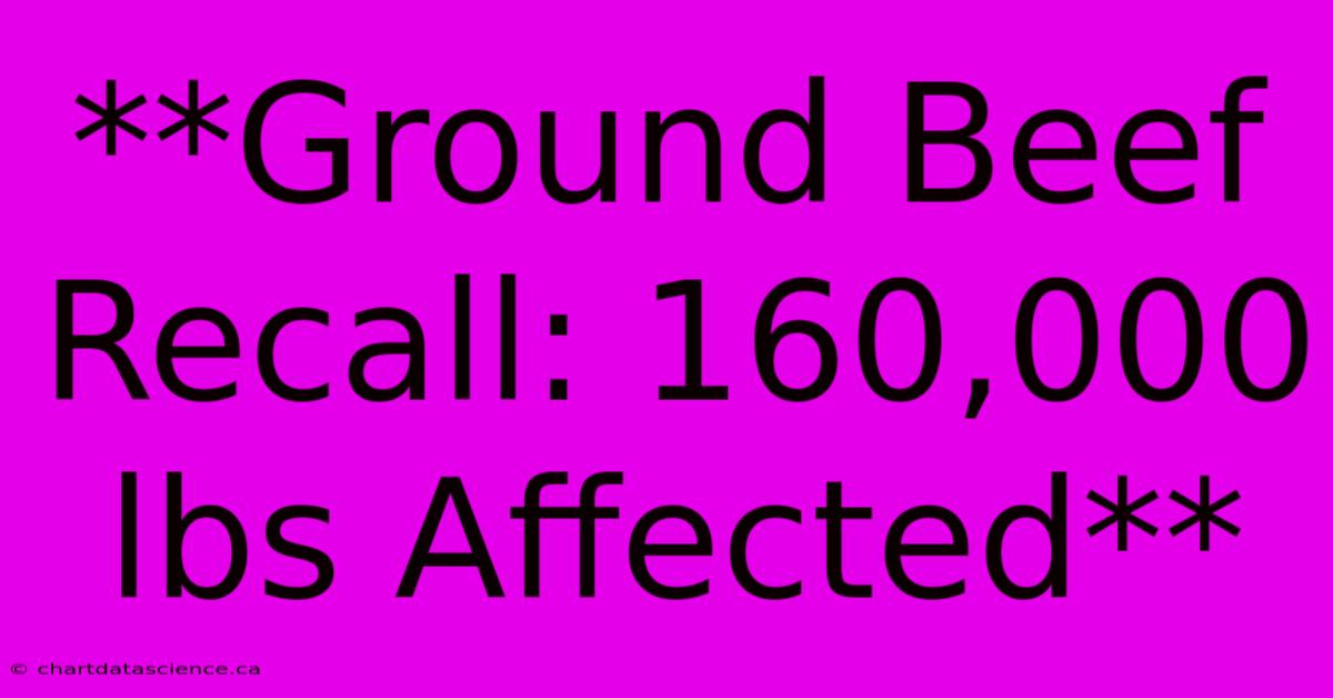 **Ground Beef Recall: 160,000 Lbs Affected**