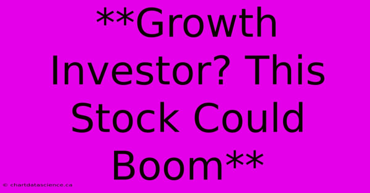 **Growth Investor? This Stock Could Boom** 