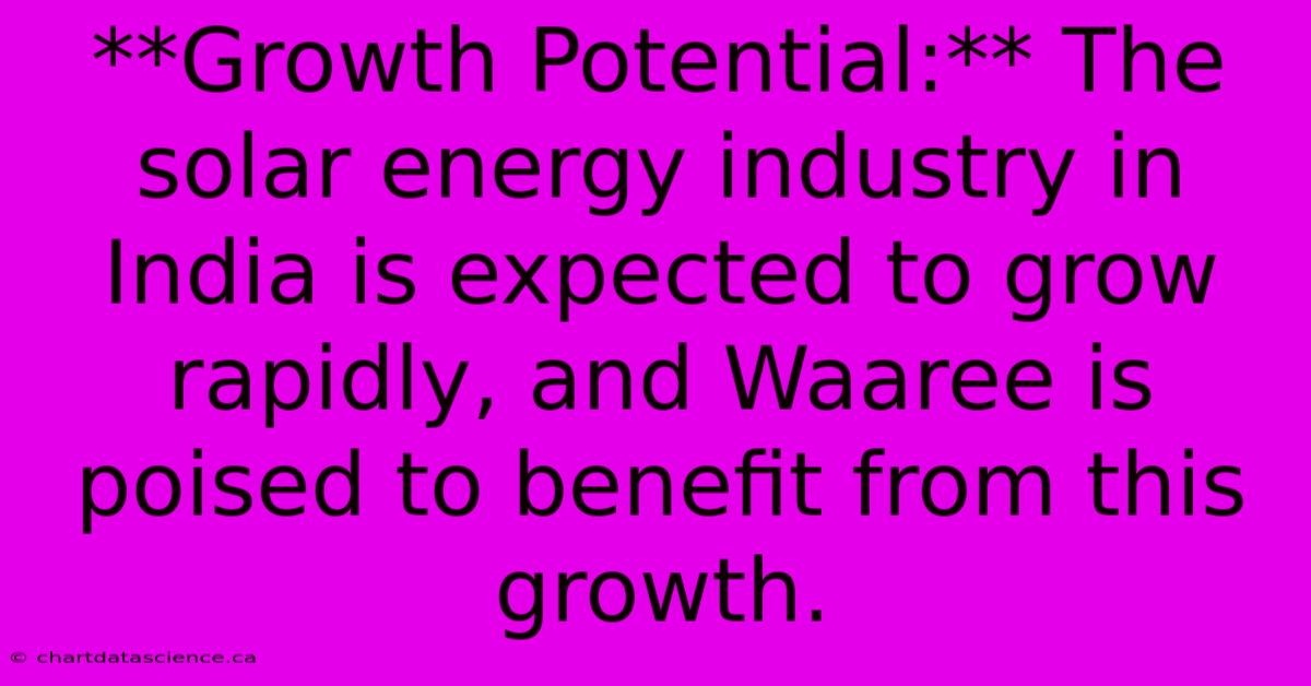 **Growth Potential:** The Solar Energy Industry In India Is Expected To Grow Rapidly, And Waaree Is Poised To Benefit From This Growth. 