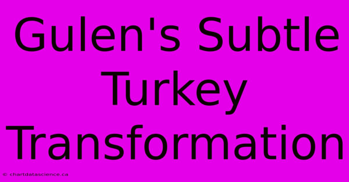 Gulen's Subtle Turkey Transformation