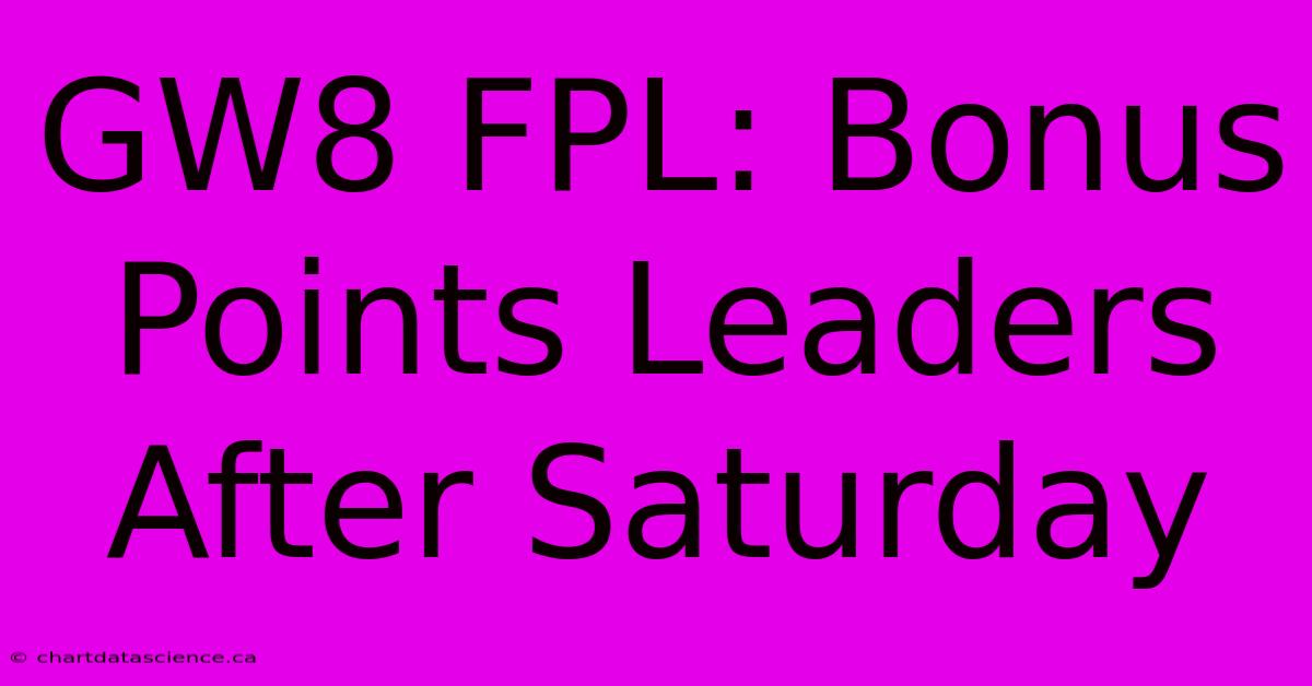 GW8 FPL: Bonus Points Leaders After Saturday