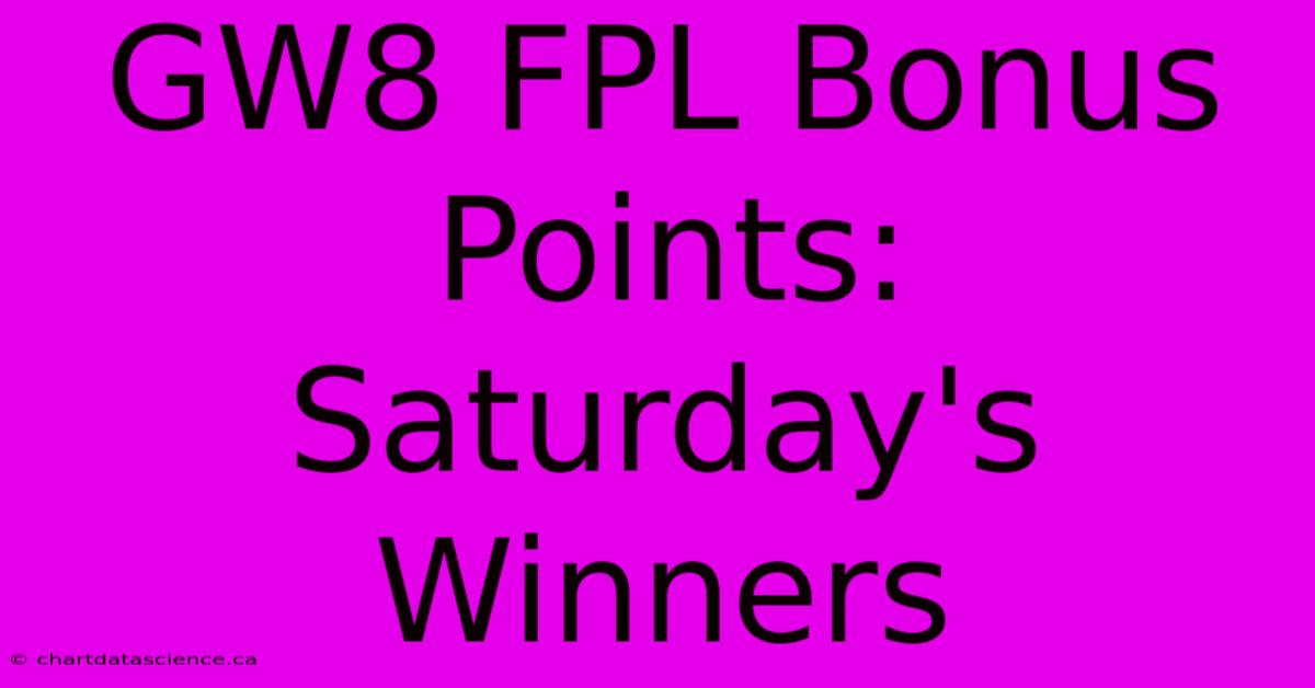 GW8 FPL Bonus Points: Saturday's Winners