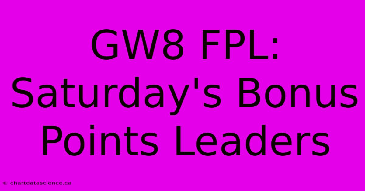 GW8 FPL: Saturday's Bonus Points Leaders 