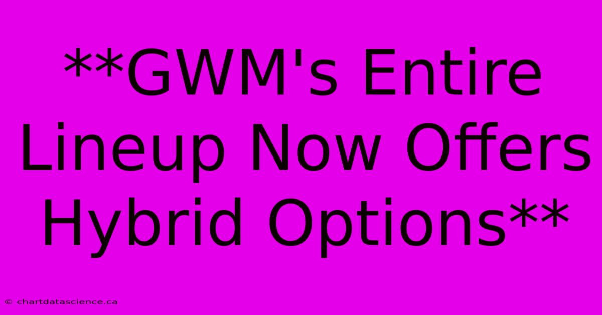 **GWM's Entire Lineup Now Offers Hybrid Options**