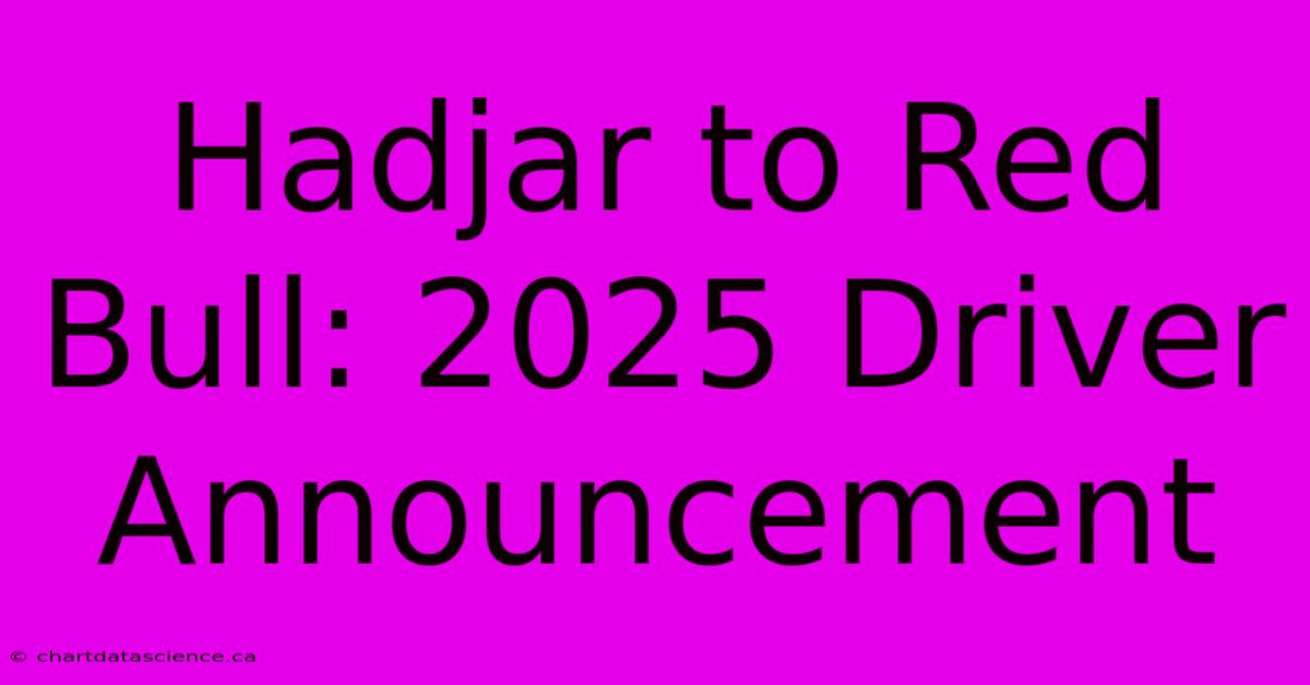 Hadjar To Red Bull: 2025 Driver Announcement