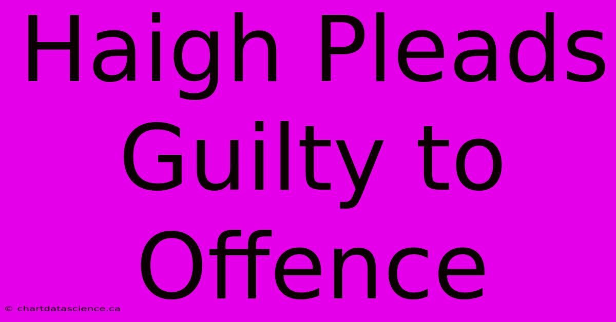 Haigh Pleads Guilty To Offence