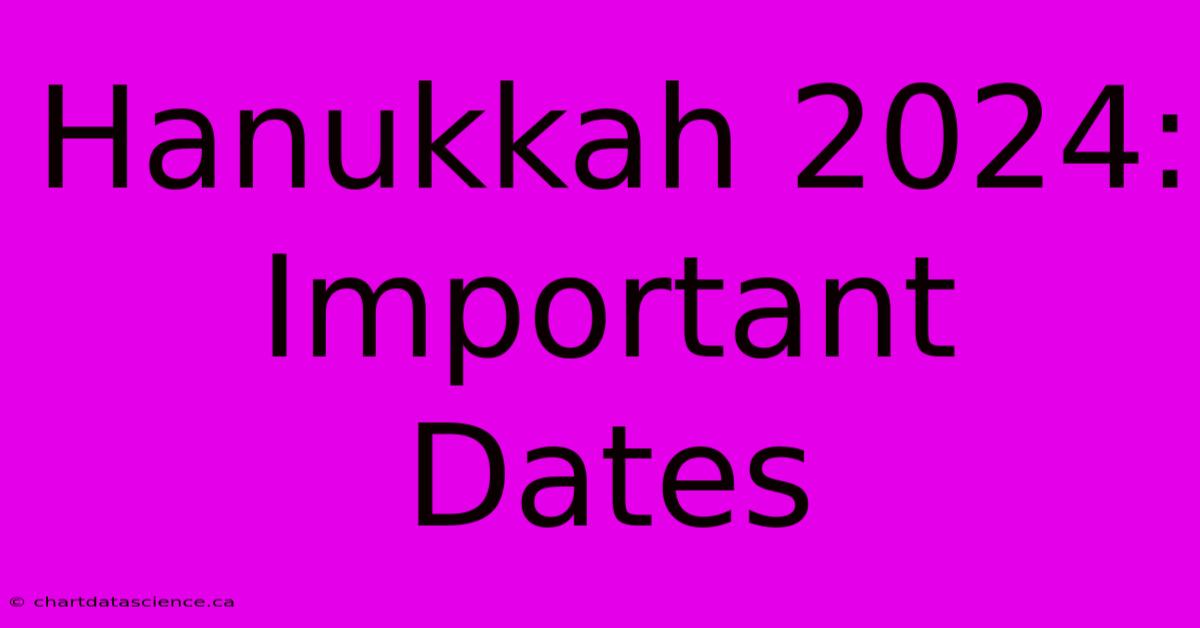 Hanukkah 2024: Important Dates