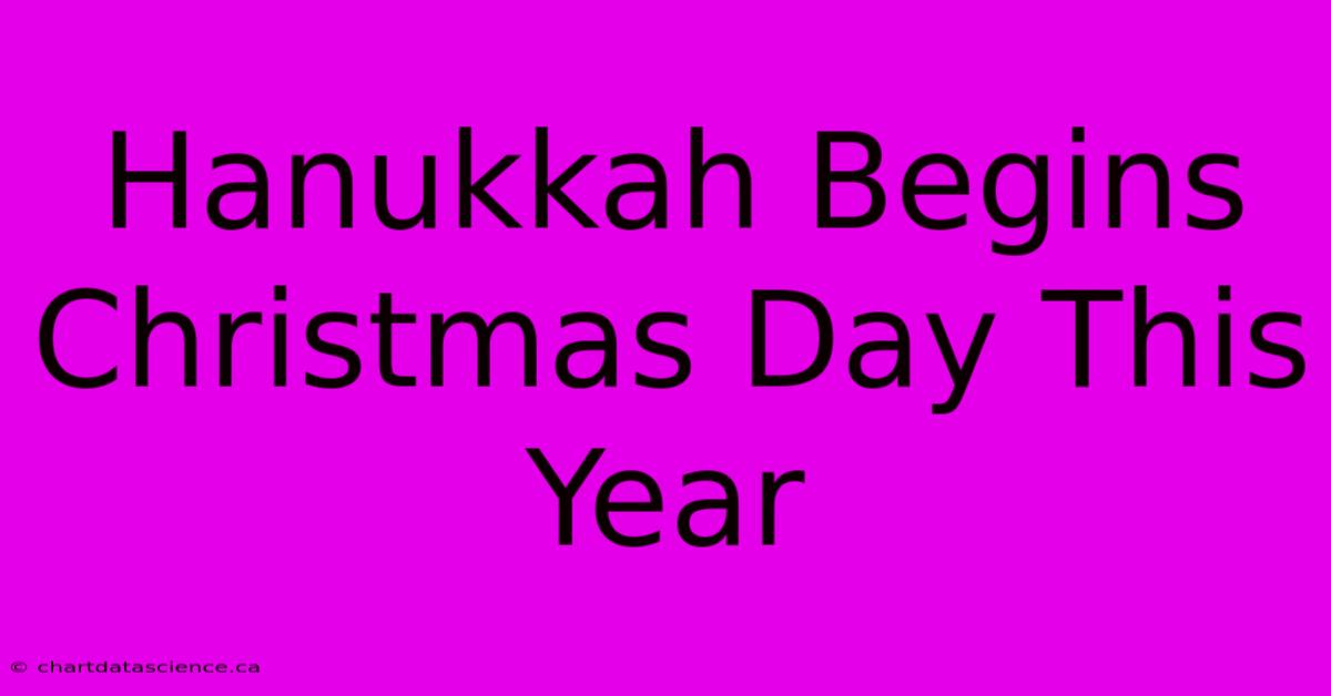 Hanukkah Begins Christmas Day This Year