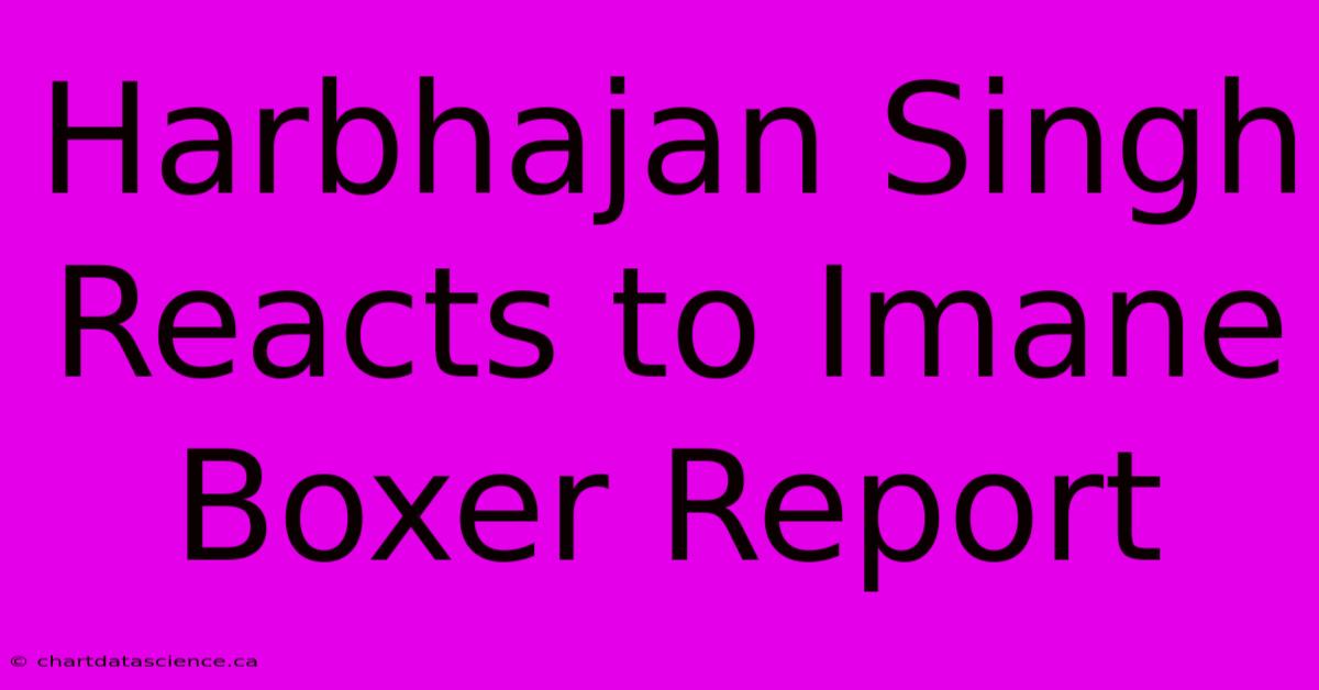 Harbhajan Singh Reacts To Imane Boxer Report