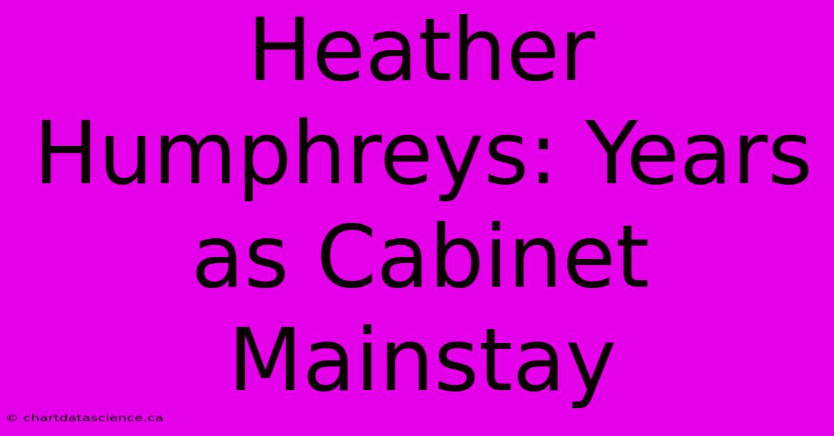 Heather Humphreys: Years As Cabinet Mainstay 