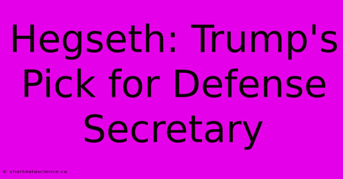 Hegseth: Trump's Pick For Defense Secretary