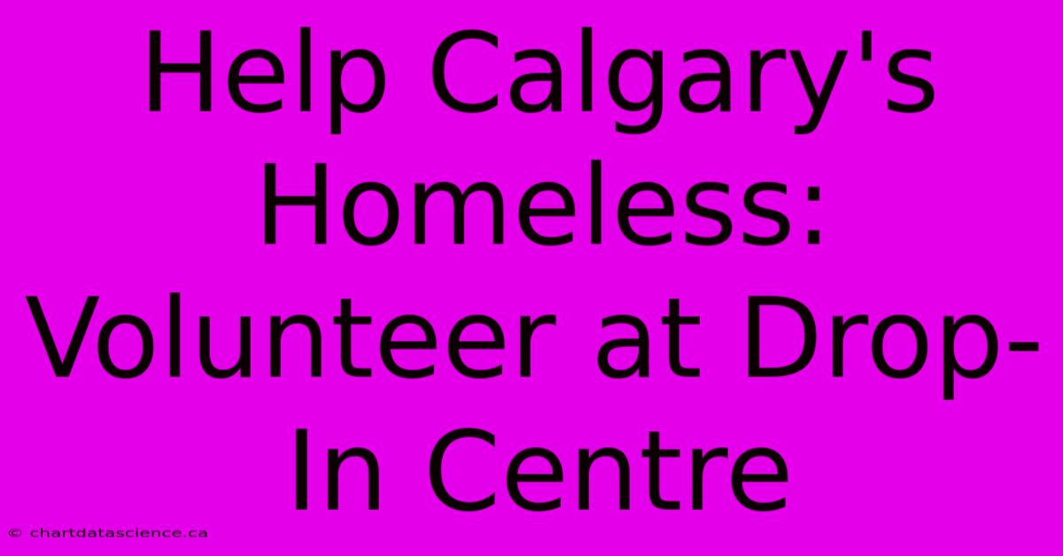 Help Calgary's Homeless: Volunteer At Drop-In Centre