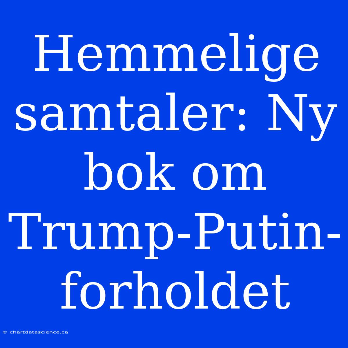 Hemmelige Samtaler: Ny Bok Om Trump-Putin-forholdet