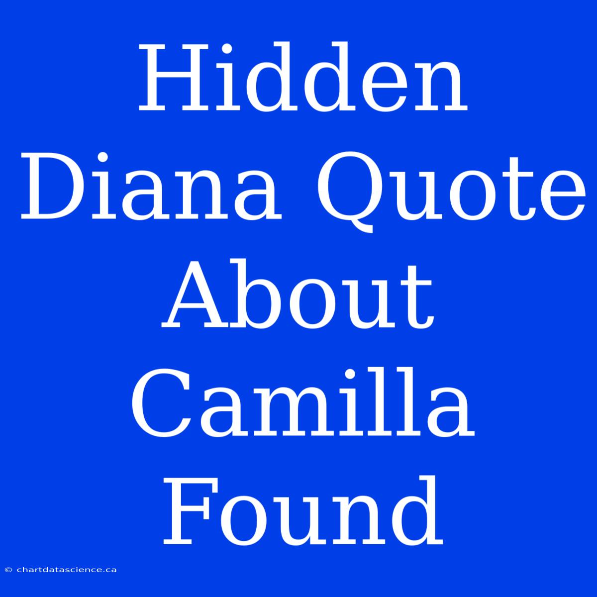 Hidden Diana Quote About Camilla Found