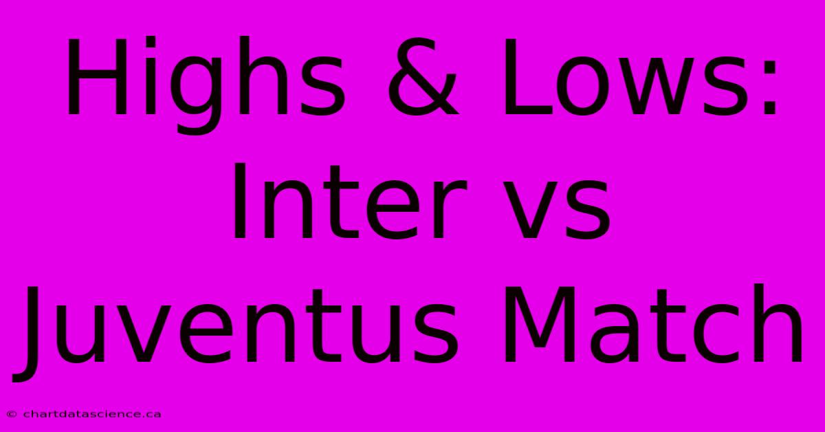 Highs & Lows: Inter Vs Juventus Match