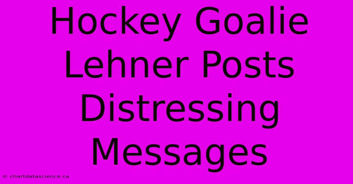 Hockey Goalie Lehner Posts Distressing Messages