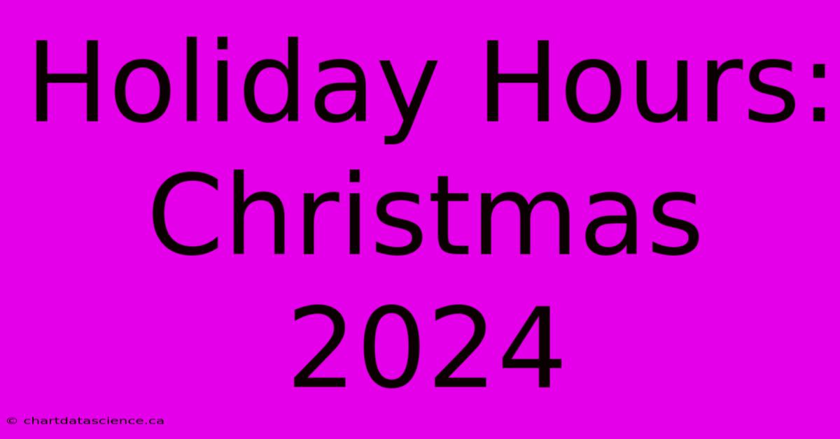 Holiday Hours: Christmas 2024