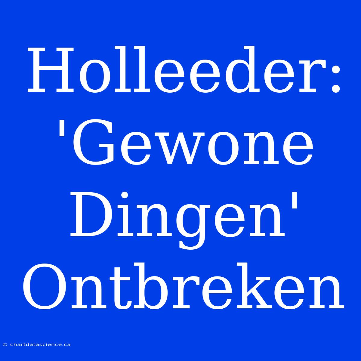 Holleeder: 'Gewone Dingen' Ontbreken