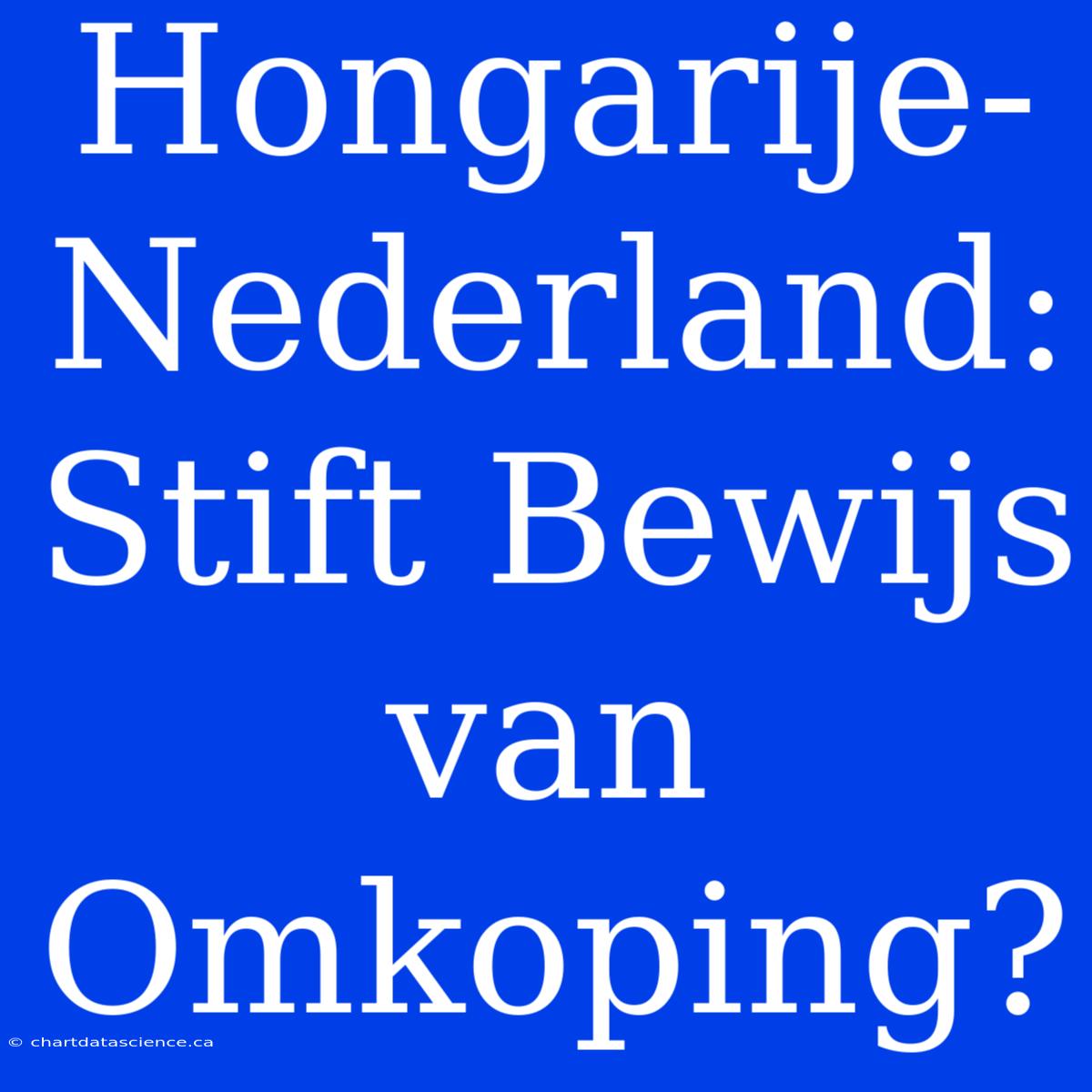 Hongarije-Nederland: Stift Bewijs Van Omkoping?