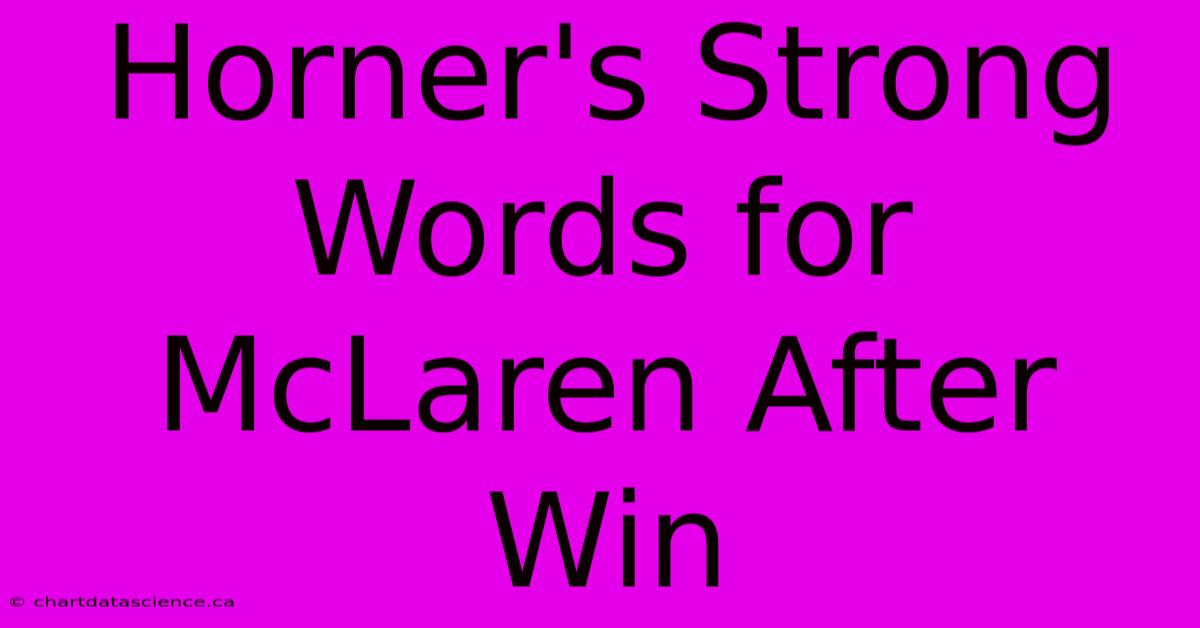 Horner's Strong Words For McLaren After Win