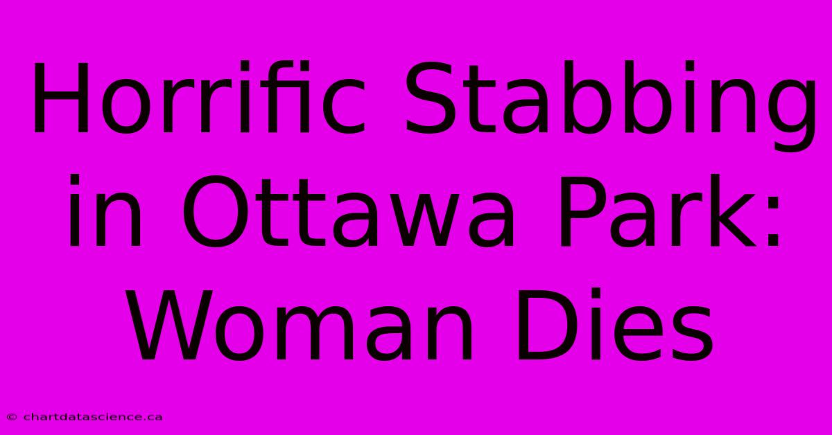 Horrific Stabbing In Ottawa Park: Woman Dies