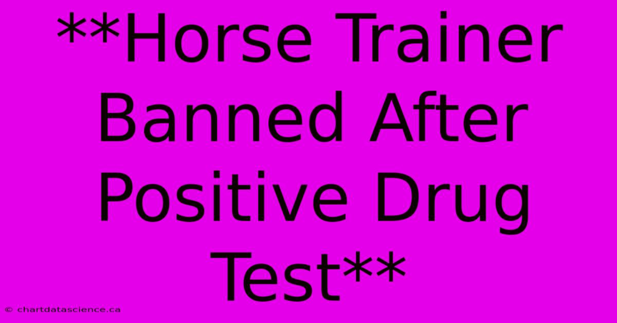 **Horse Trainer Banned After Positive Drug Test**