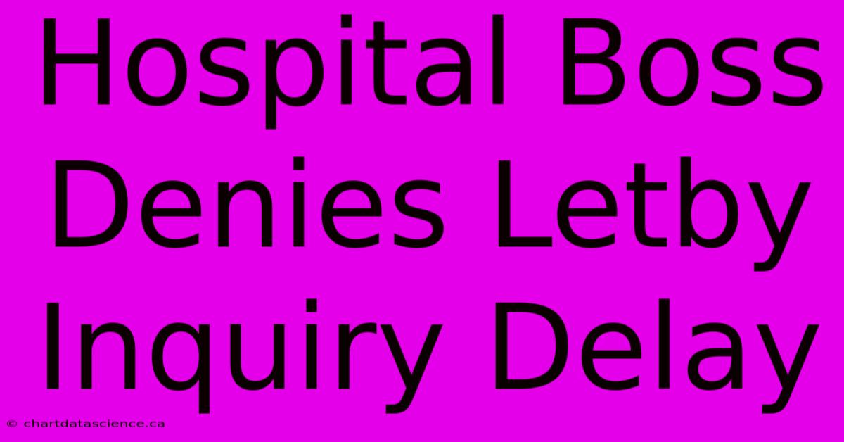 Hospital Boss Denies Letby Inquiry Delay