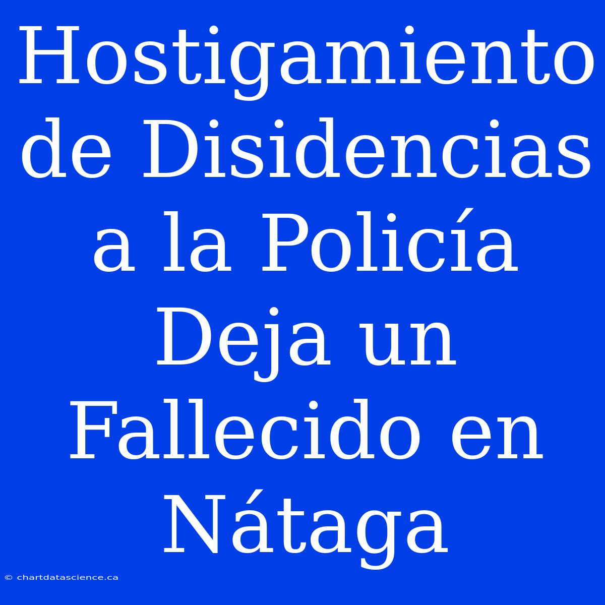 Hostigamiento De Disidencias A La Policía Deja Un Fallecido En Nátaga