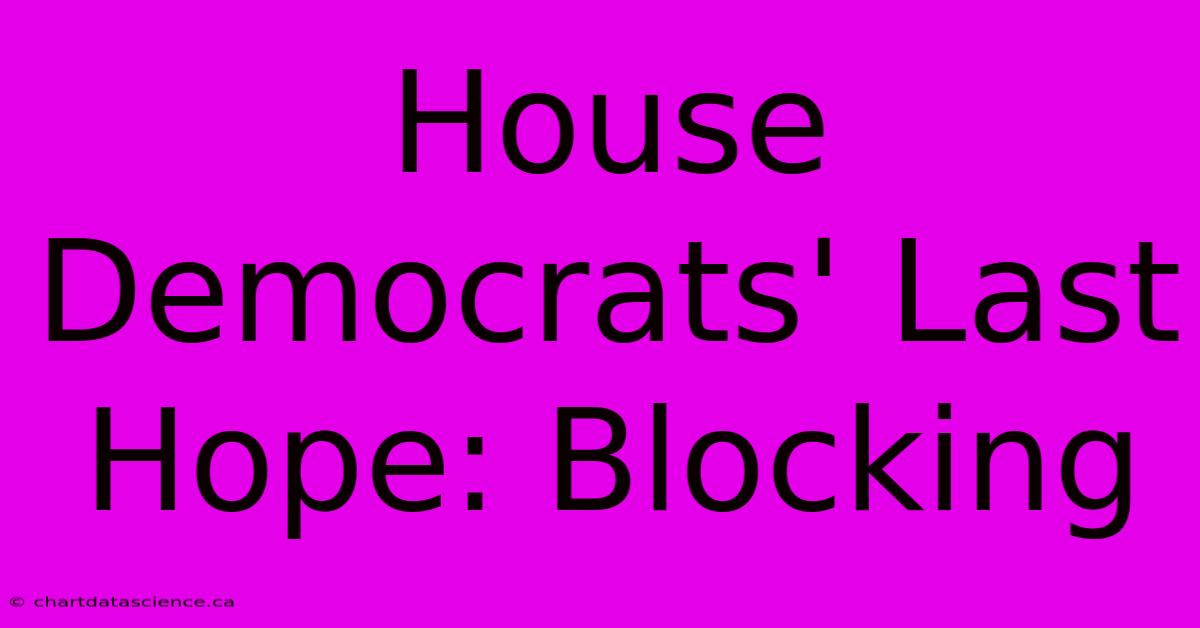 House Democrats' Last Hope: Blocking 