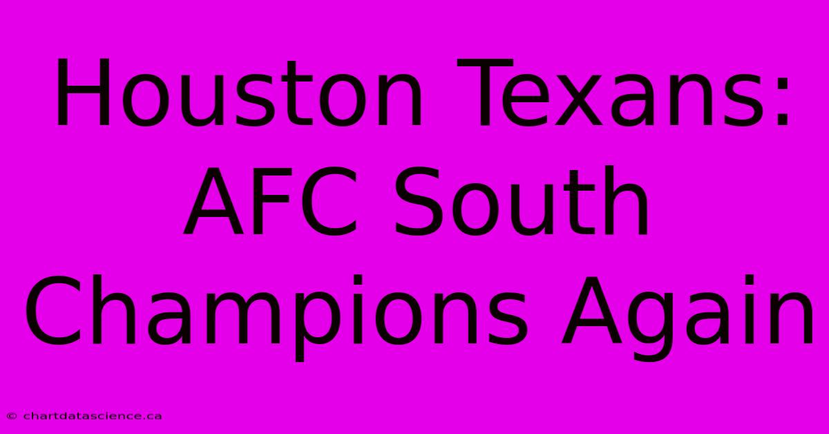 Houston Texans: AFC South Champions Again