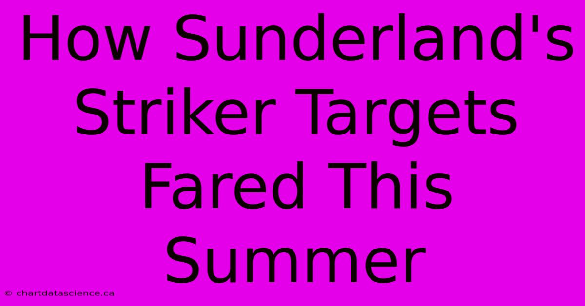 How Sunderland's Striker Targets Fared This Summer