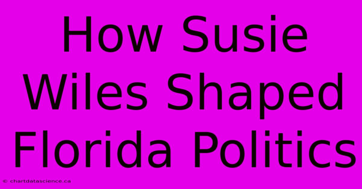 How Susie Wiles Shaped Florida Politics