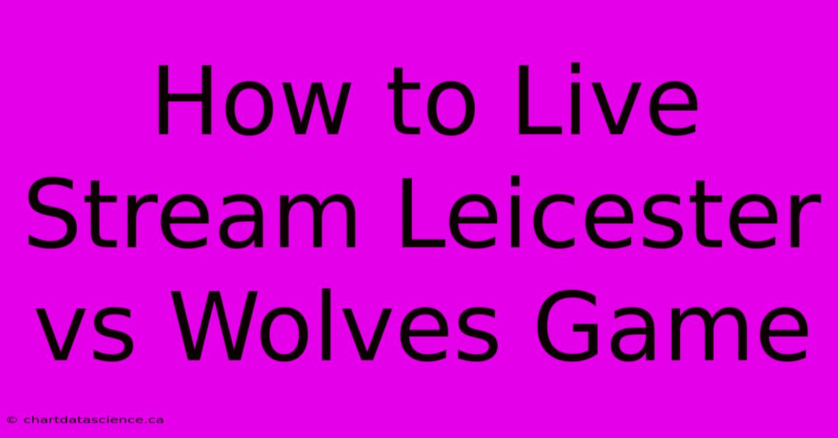 How To Live Stream Leicester Vs Wolves Game