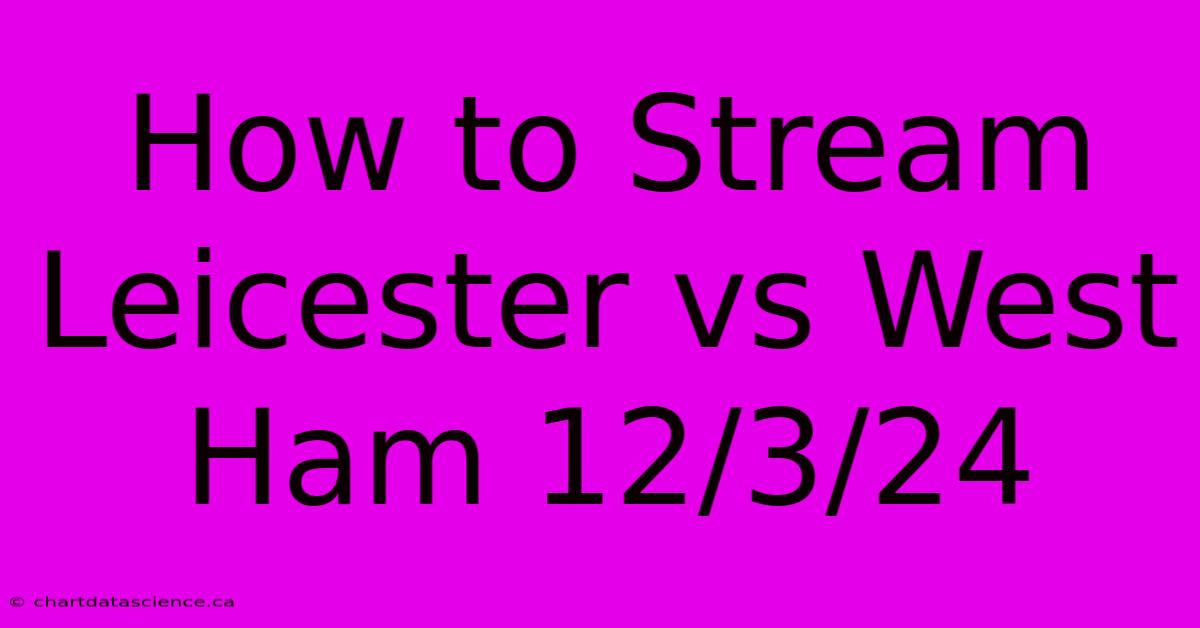 How To Stream Leicester Vs West Ham 12/3/24