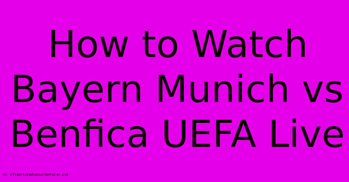 How To Watch Bayern Munich Vs Benfica UEFA Live