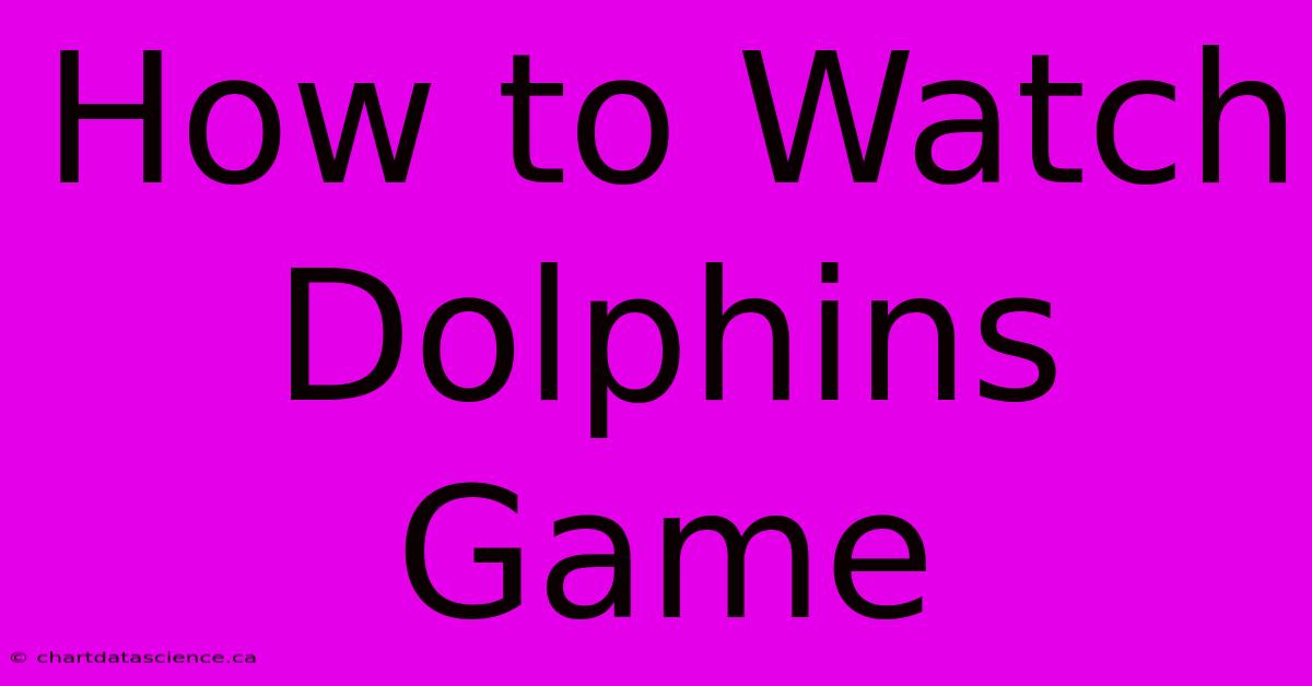 How To Watch Dolphins Game