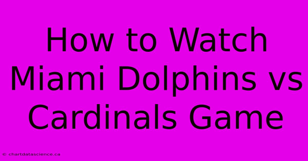 How To Watch Miami Dolphins Vs Cardinals Game