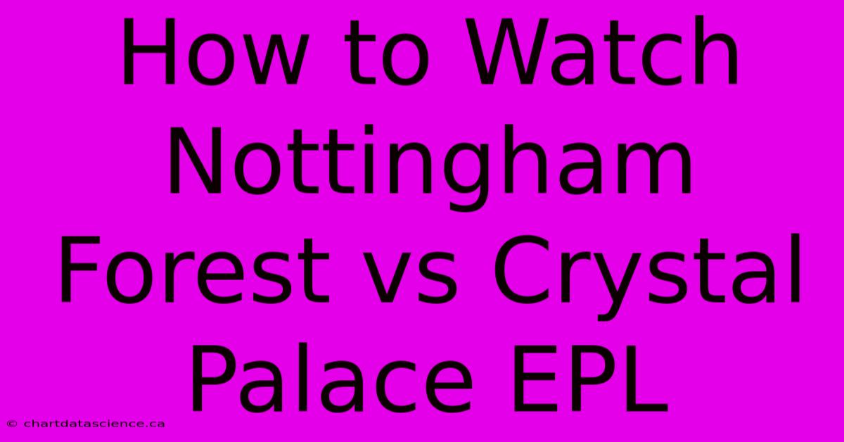 How To Watch Nottingham Forest Vs Crystal Palace EPL