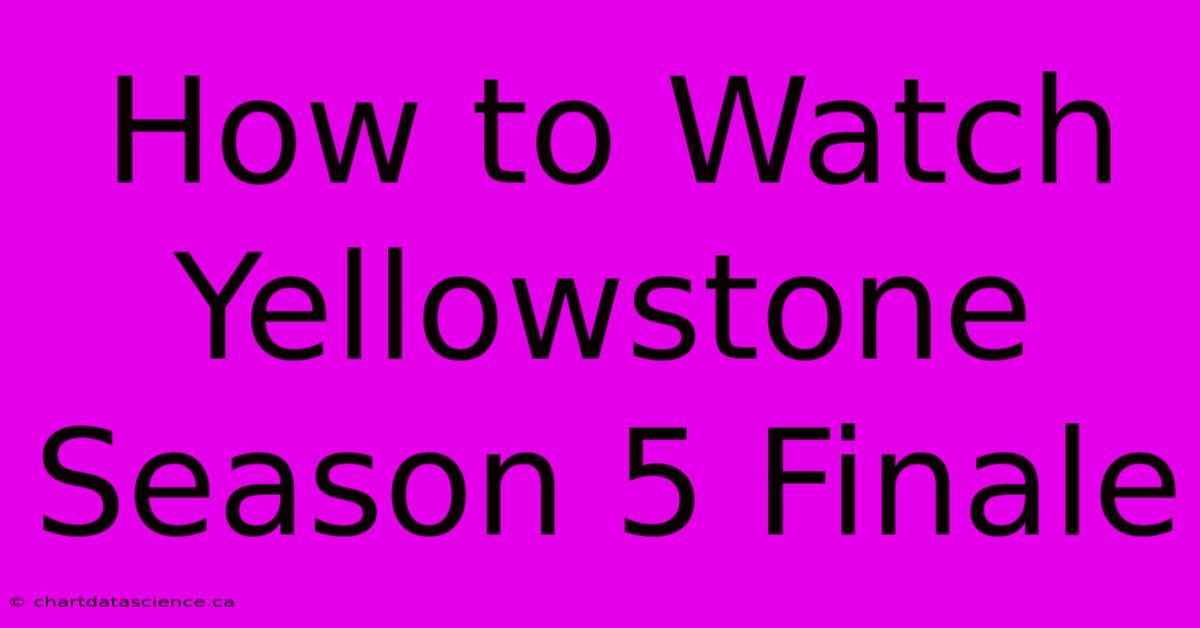 How To Watch Yellowstone Season 5 Finale