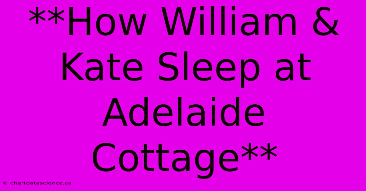 **How William & Kate Sleep At Adelaide Cottage**