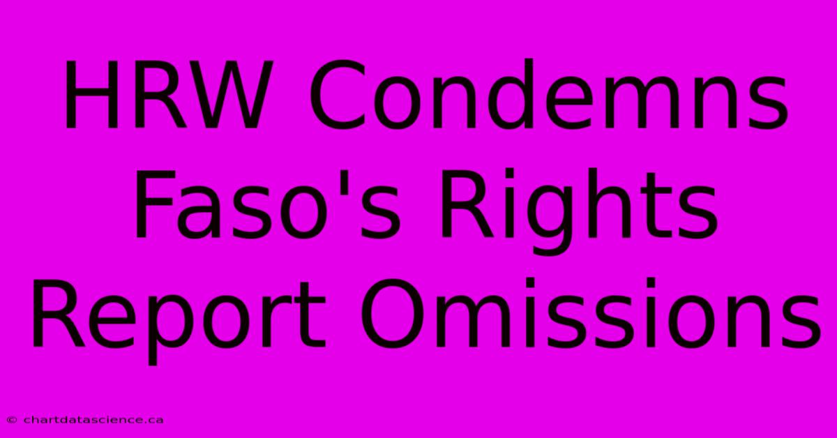 HRW Condemns Faso's Rights Report Omissions 