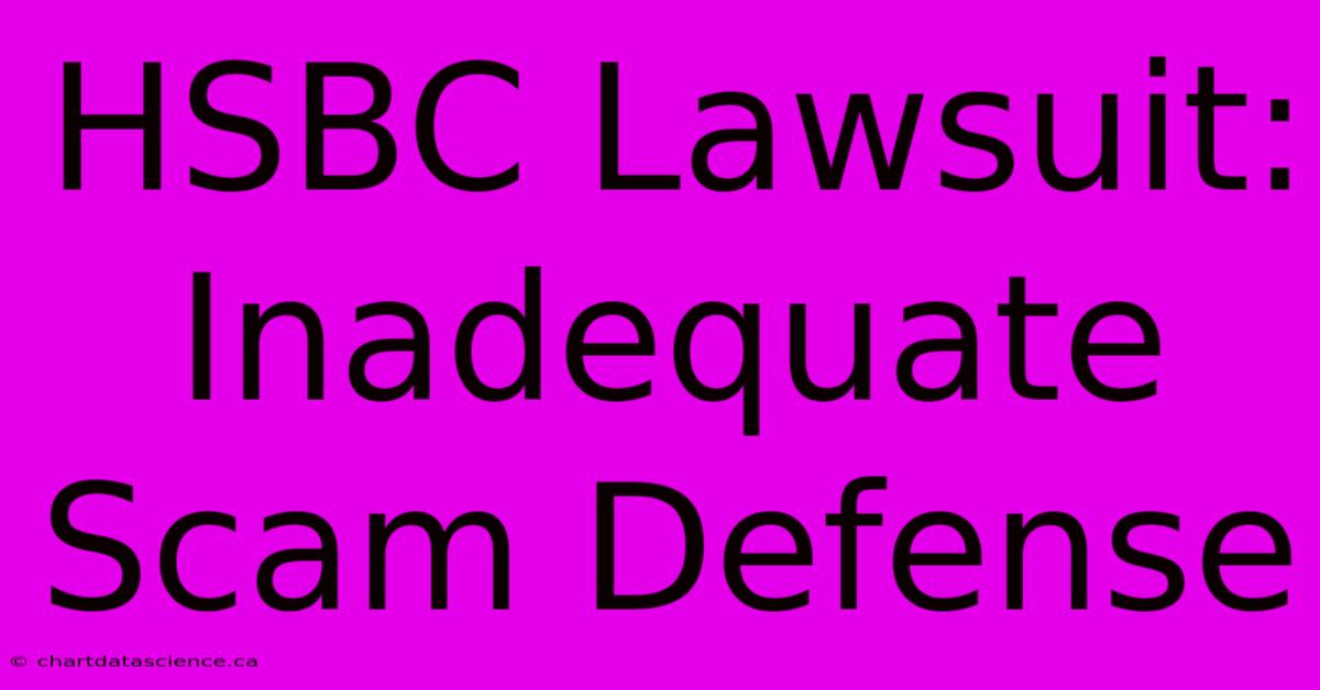 HSBC Lawsuit: Inadequate Scam Defense