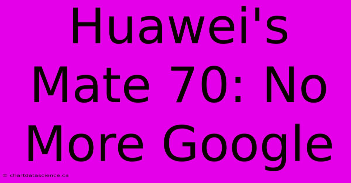 Huawei's Mate 70: No More Google