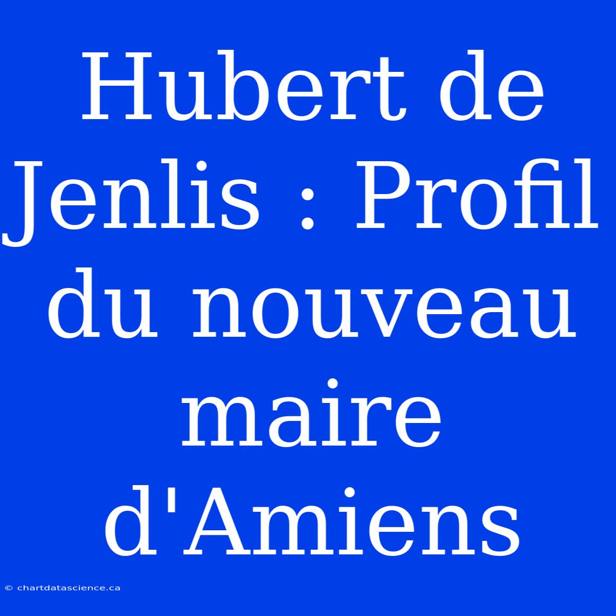 Hubert De Jenlis : Profil Du Nouveau Maire D'Amiens